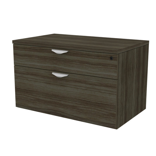 Heartwood HDL Levels Wide Drawer Over Lateral Storage Cabinet - Grey Dusk Silver