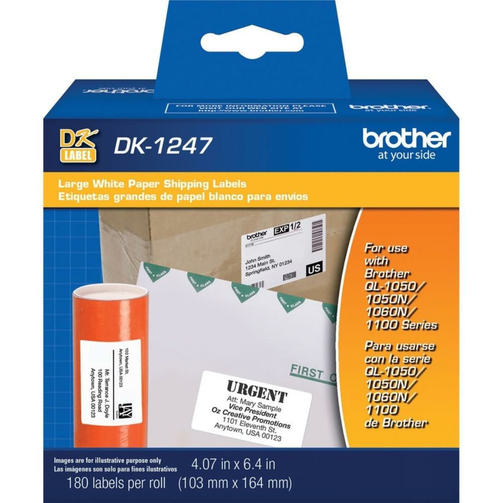 Étiquettes d'expédition grand format Brother DK1247 - 4" x 6" - Paquet de 180