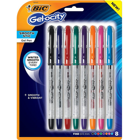 BIC Gel-ocity Stic Fashion Gel Pens - 0.5mm - 8 Pack