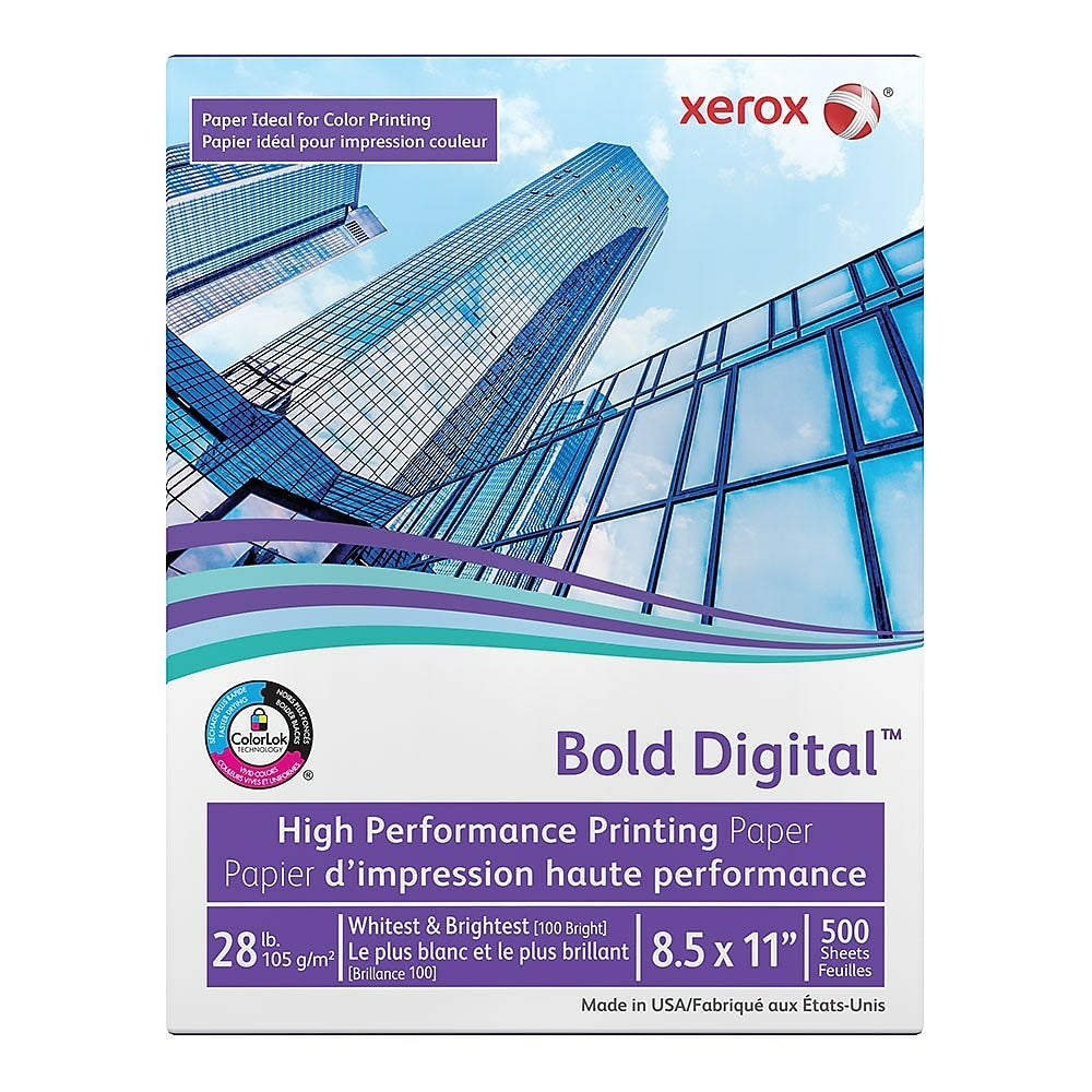 Papier d'impression numérique Xerox Bold, 28 lb, 8,5" x 11", blanc, 500 feuilles