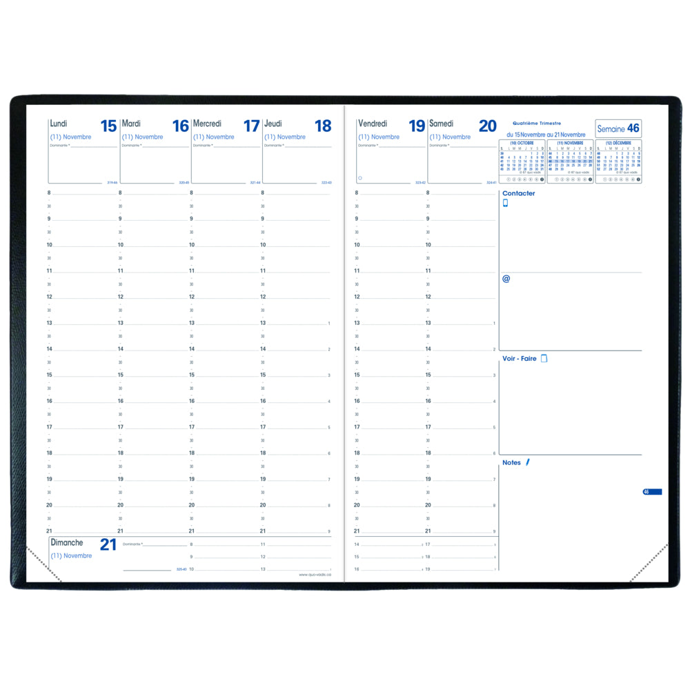 Quo Vadis 2025 Refill Minister Weekly Planner - 6 1/4" x 9 1/2" - French