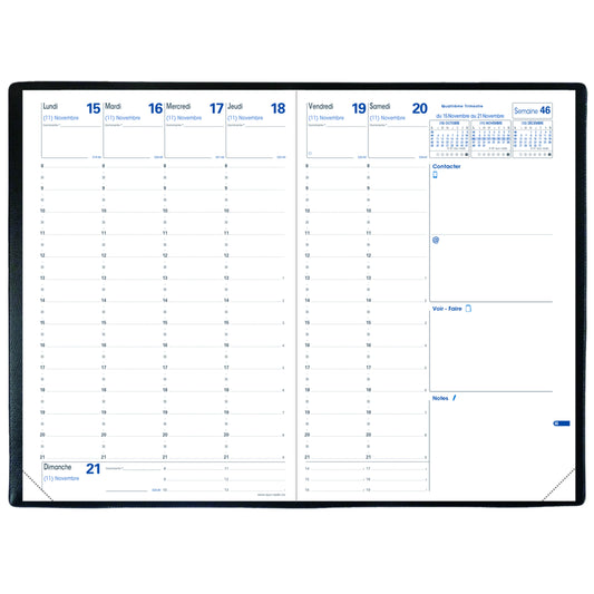 Quo Vadis 2025 Refill Minister Weekly Planner - 6 1/4" x 9 1/2" - French