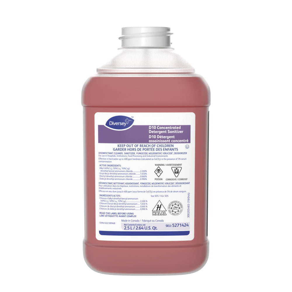 Détergent désinfectant concentré Diversey Suma D10 - 2,5 L - Lot de 2