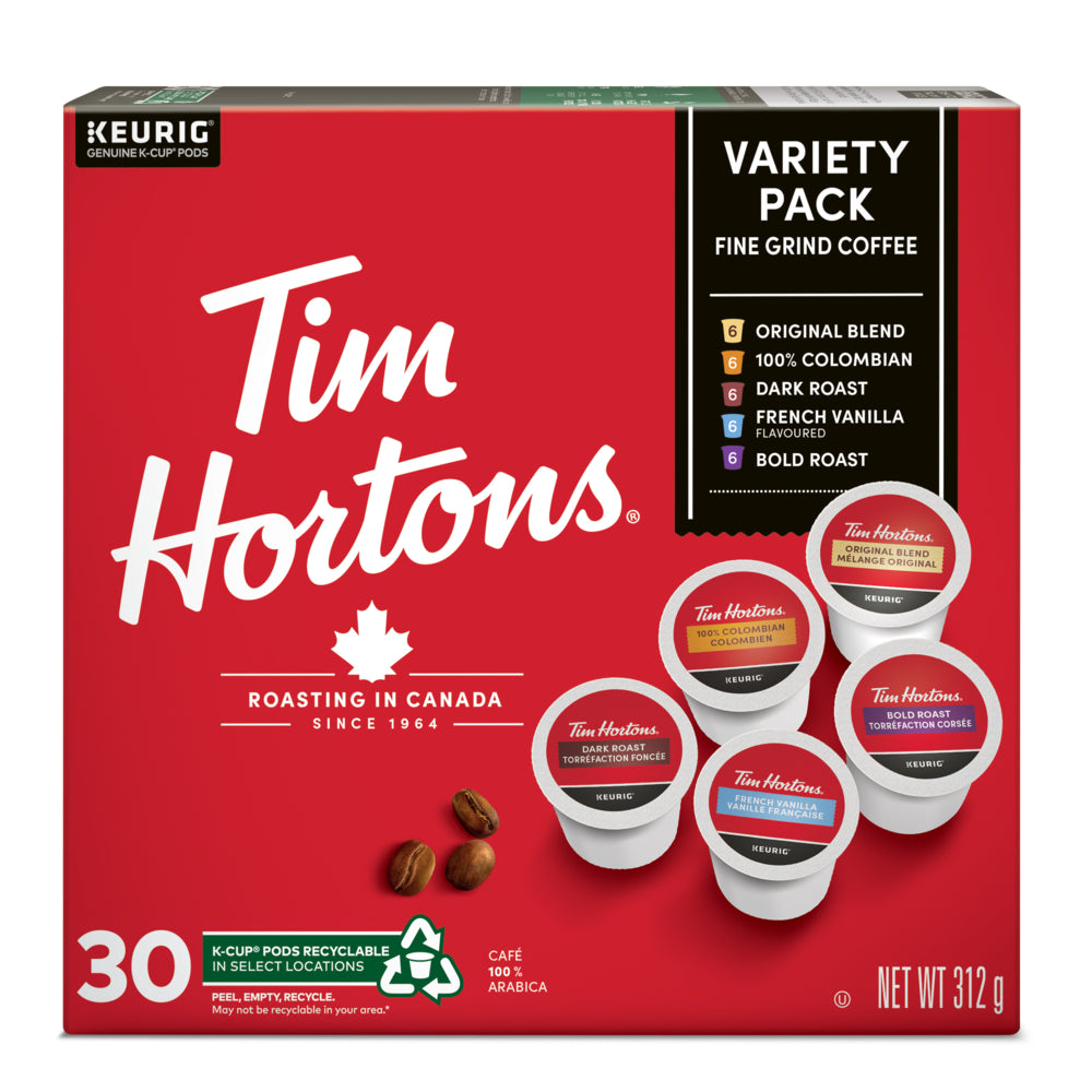 Tim Hortons Variety Pack K-Cup Pods - 30 Pack
