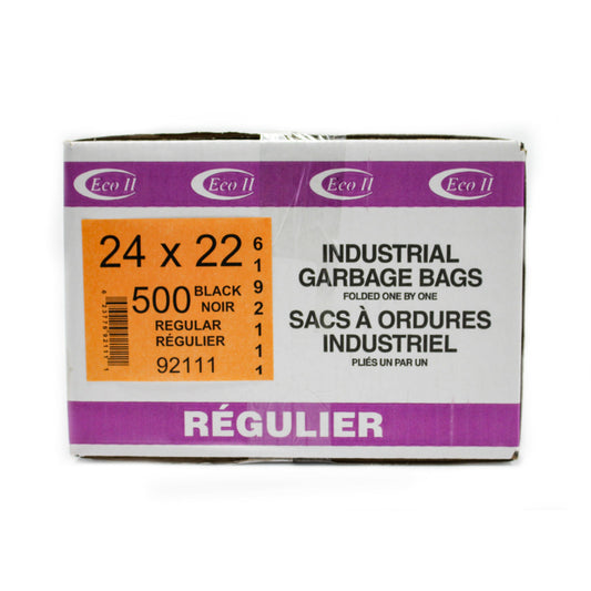Sacs poubelle Eco II - 24" x 22" - Régulier - Noir - Paquet de 500