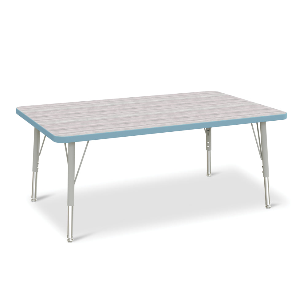 Table d'activités rectangulaire Jonti-Craft Berries - 30" x 48" - 15-24"H - Gris bois flotté/Bleu côtier