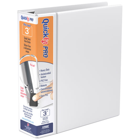 Davis Group QuickFit Pro HD Single Touch Pin-Lock 3" View Binder - White