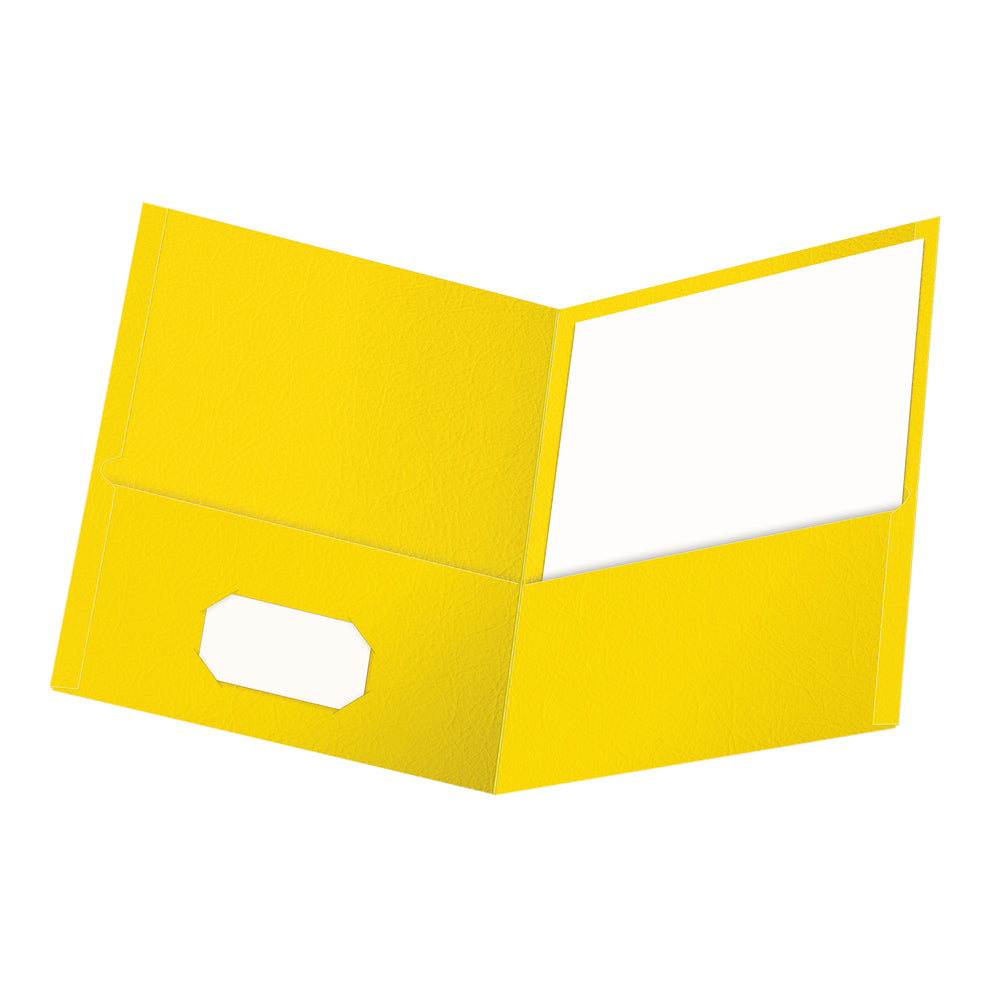 Conférencier à deux poches en papier texturé Oxford - Format lettre - Jaune