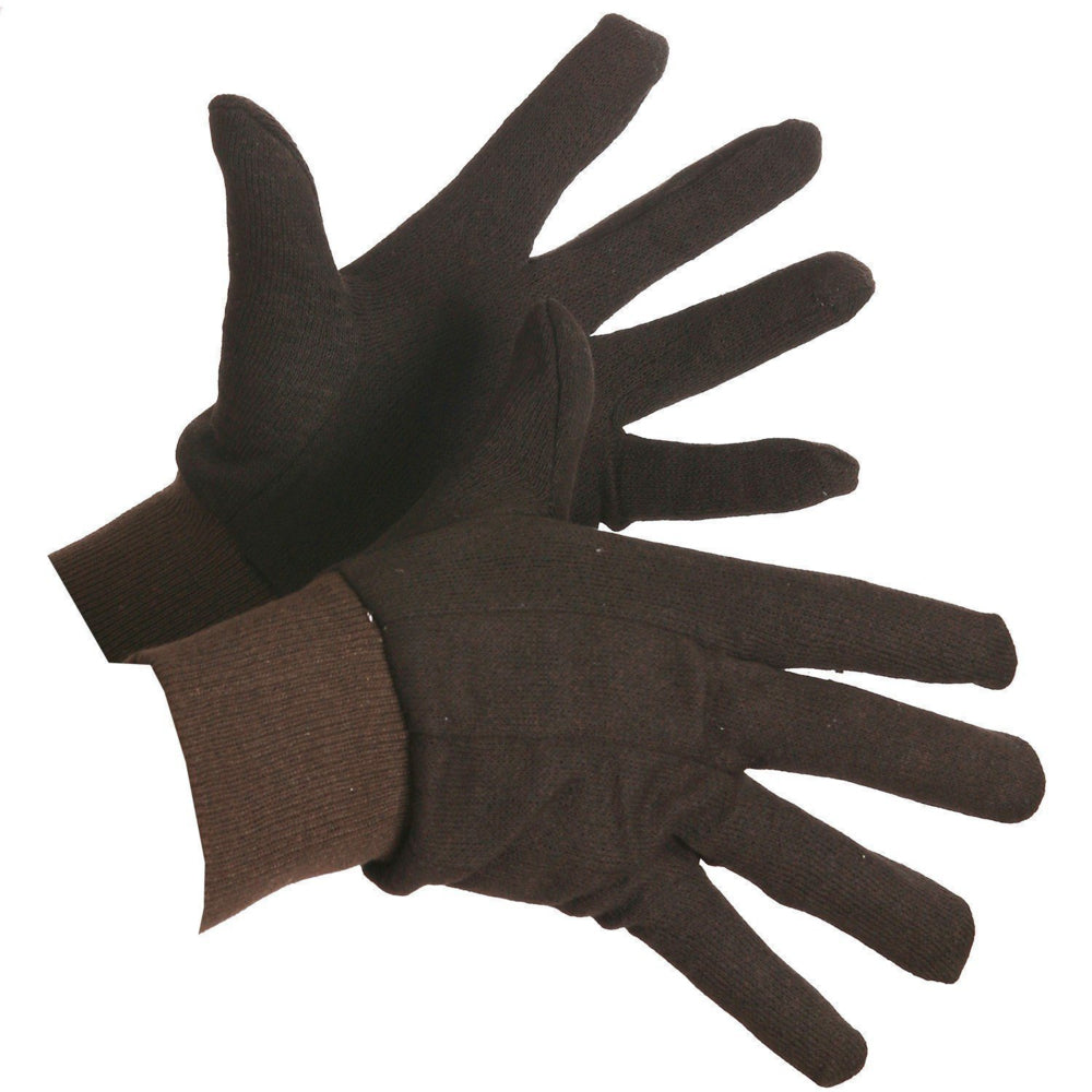 Forcefield Jersey Cotton Knitwrist Work Gloves - Pair - Brown - 2 Pack