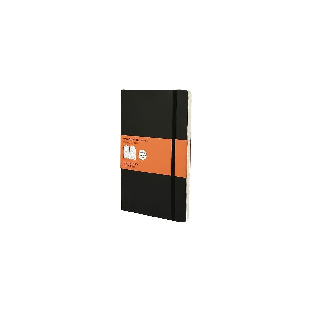 Carnet Moleskine Classic noir à couverture souple, grand format, ligné - 12,7 x 21,6 cm