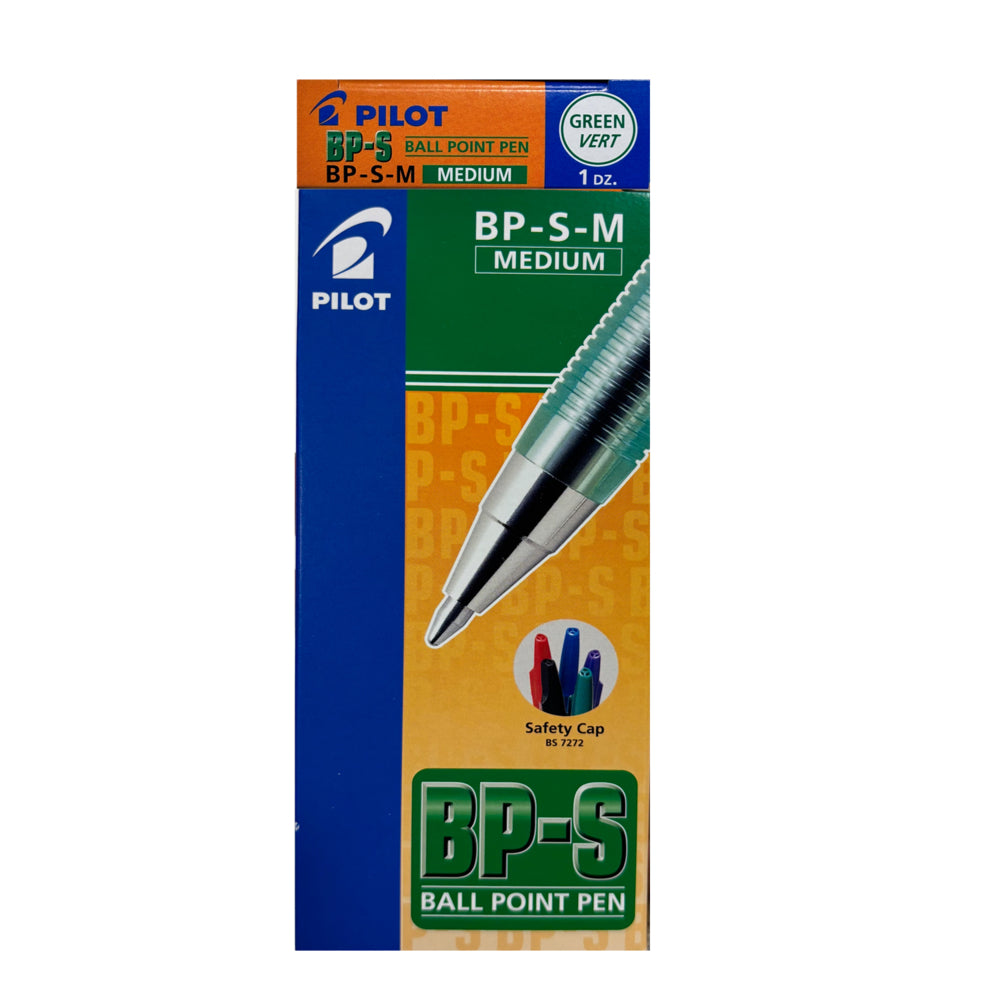 Pilot BPS Ballpoint Pen - Medium Point - 1.0 mm - Green - 12 Pack