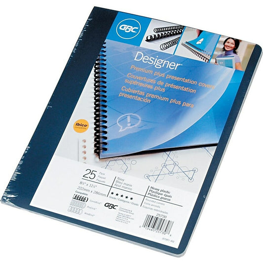 Couvertures arrière de présentation GBC Designer Premium Plus, bleu marine uni, paquet de 25