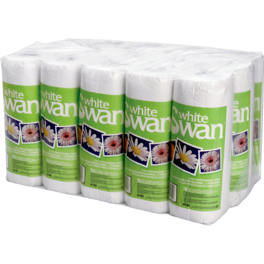 Serviettes de cuisine White Swan en polyéthylène - 70 feuilles/rouleau - 15 rouleaux/paquet