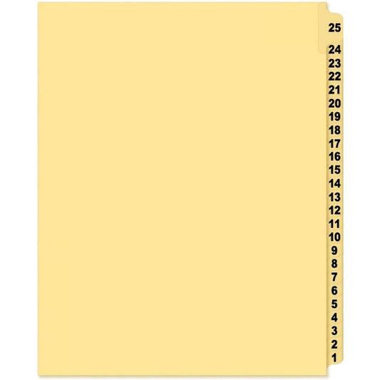 Supreme Litigation Tabs 25th Cut Reverse Numeric Set 11" Buff #25-1