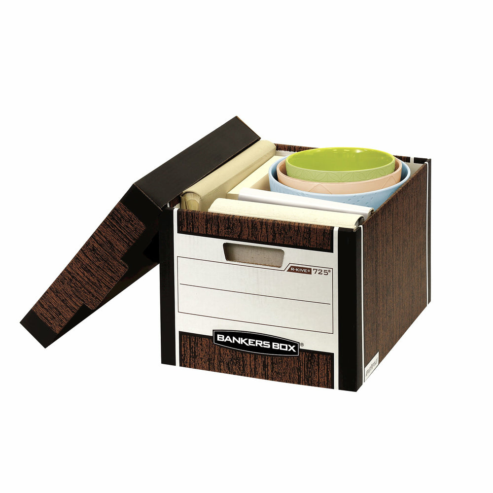 Bankers Box R-Kive Heavy-Duty Letter/Legal Storage Box - Woodgrain - 12 Pack