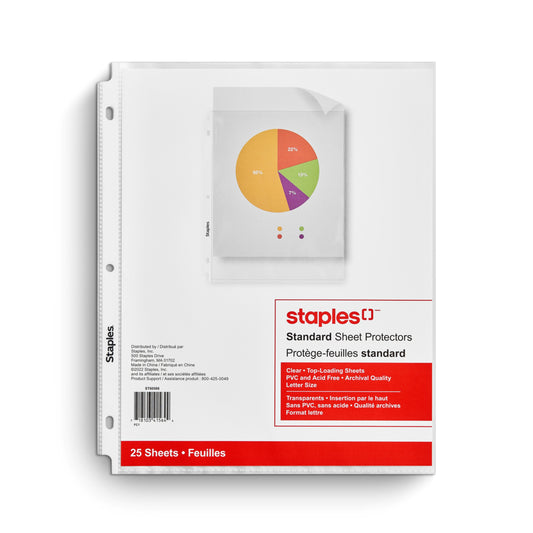 Staples Standard Clear Sheet Protectors - 25 Pack
