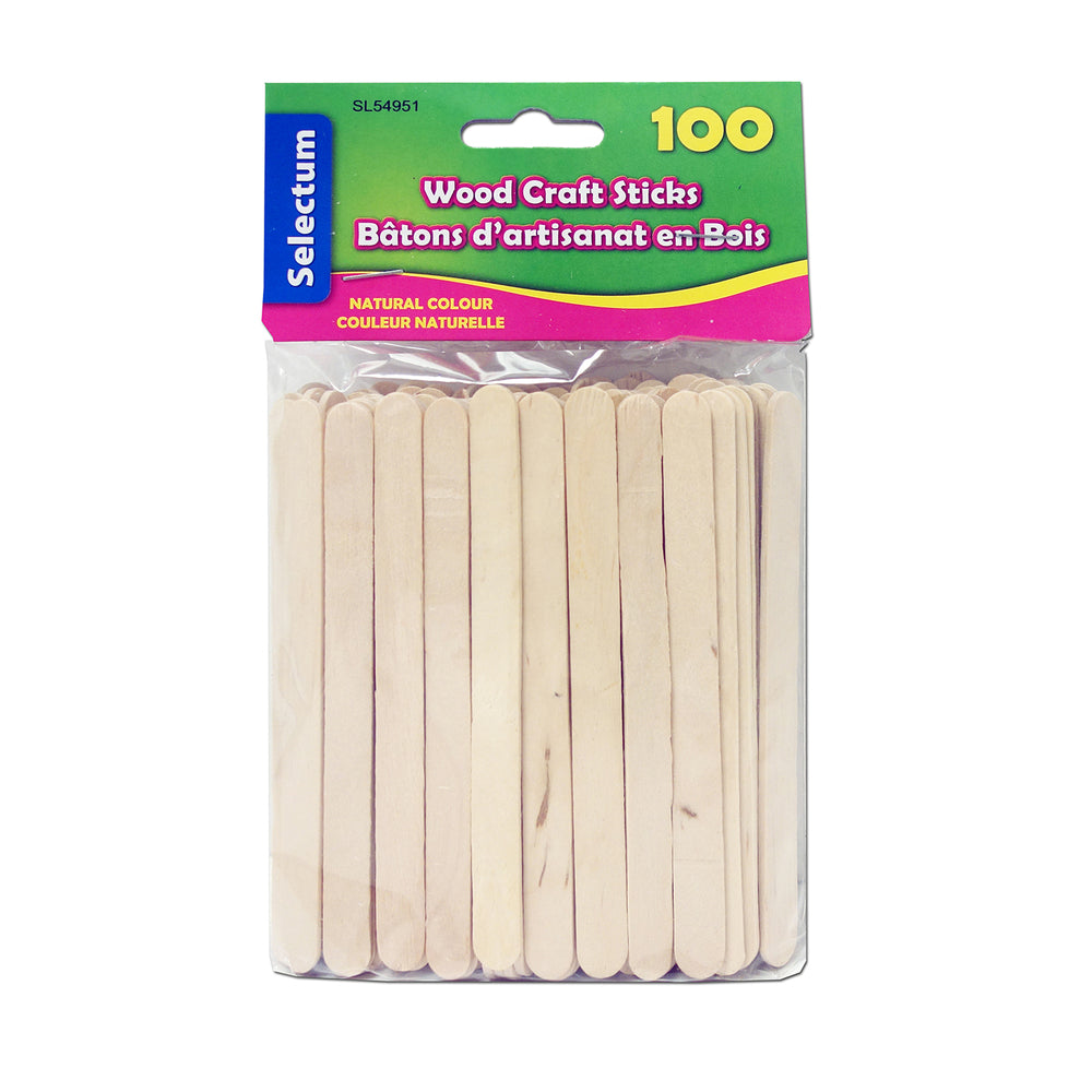 SelectumWooden Craft Popsicle Sticks, Natural, 4 1/2", 100/ Pack