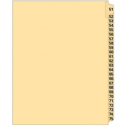 Supreme Litigation Tabs 25th Cut Numeric Set 11" Buff #51-75