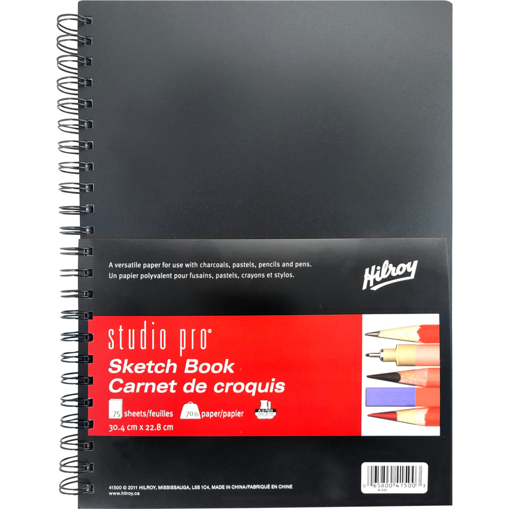 Carnet de croquis Studio Pro Poly - 30,5 cm (H) x 23,8 cm (L) - Papier sans acide 70 livres - 75 feuilles