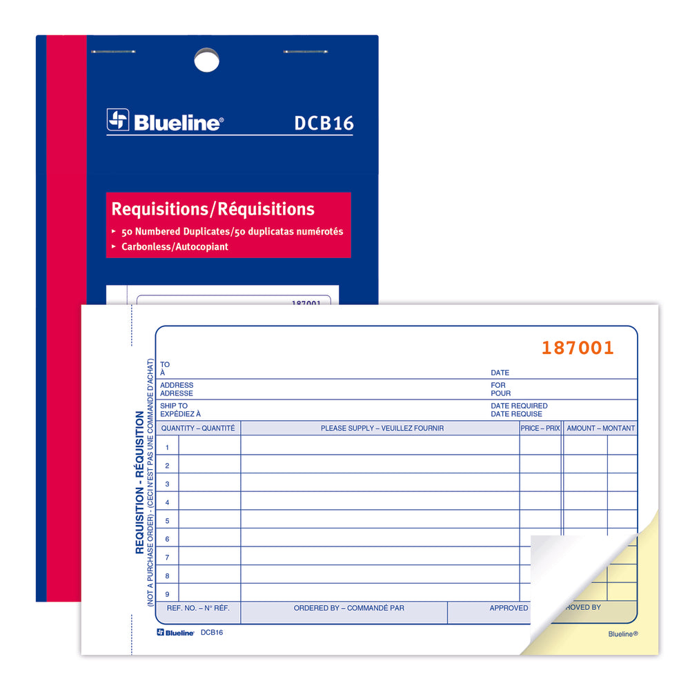 Blueline DCB16 Bilingual Requisitions Book - 50 Duplicates