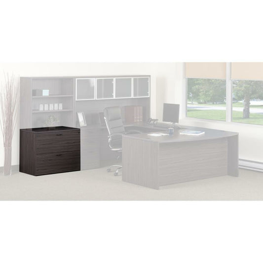 Classeur latéral 2 tiroirs gris ardoise noyer