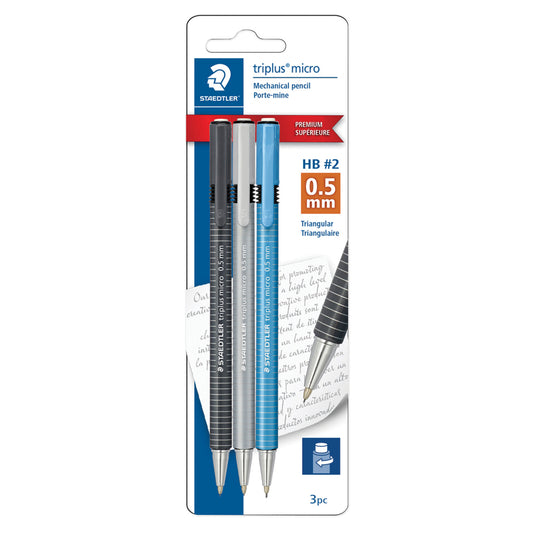 Crayons mécaniques Staedtler Triplus Micro - 0,5 mm - Couleurs assorties - Lot de 3