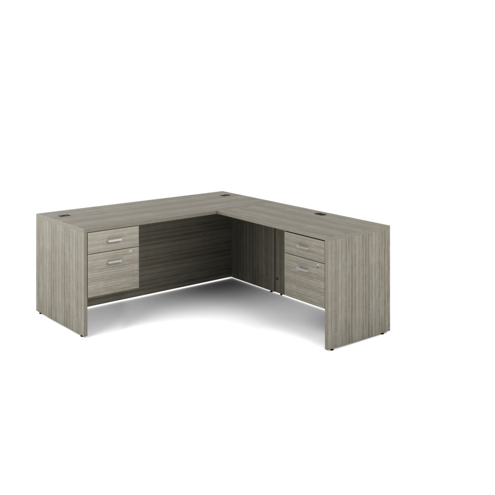Offices to Go - Newland L-Shaped Workstation - 4 Drawer - 72" W x 78" D - Light Grey