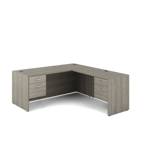 Offices to Go - Newland L-Shaped Workstation - 4 Drawer - 72" W x 78" D - Light Grey