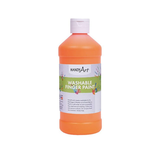 Handy Art Washable Flourescent Finger Paint, Flourescent Orange, 473ml