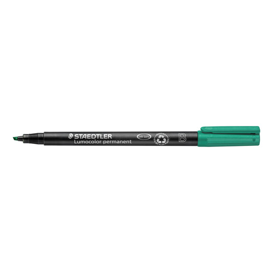 Marqueur permanent Staedtler Lumocolor Dry-Safe - Pointe biseautée large - Vert