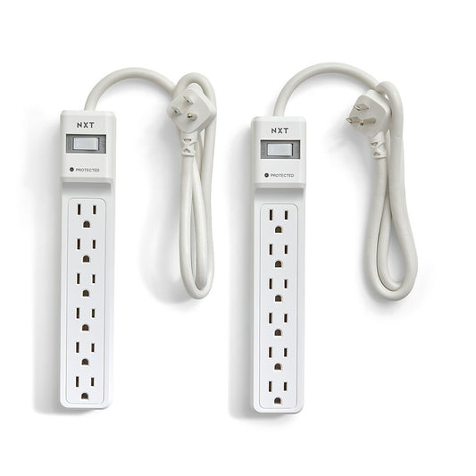 NXT Technologies NX54311-CA 6-Outlet Surge Protector, White, 2 Pack