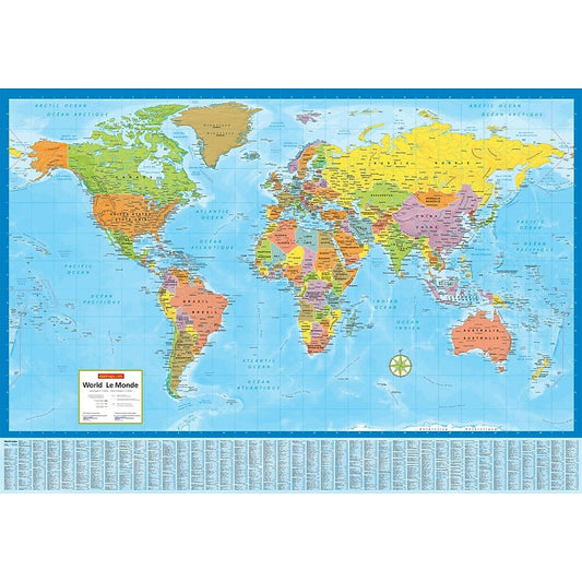 MapArt World Lamininated Wall Map