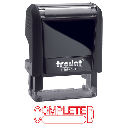 Tampons Trodat Eco Printy - Anglais - « Terminé » avec boîte - 1 1/2" x 1/2" - Rouge