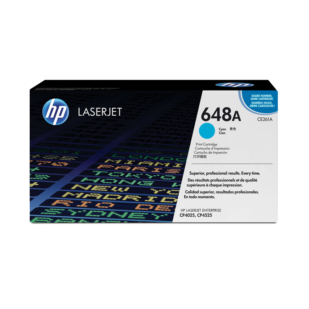 Cartouche de toner cyan HP 648A LaserJet d'origine (CE261A)