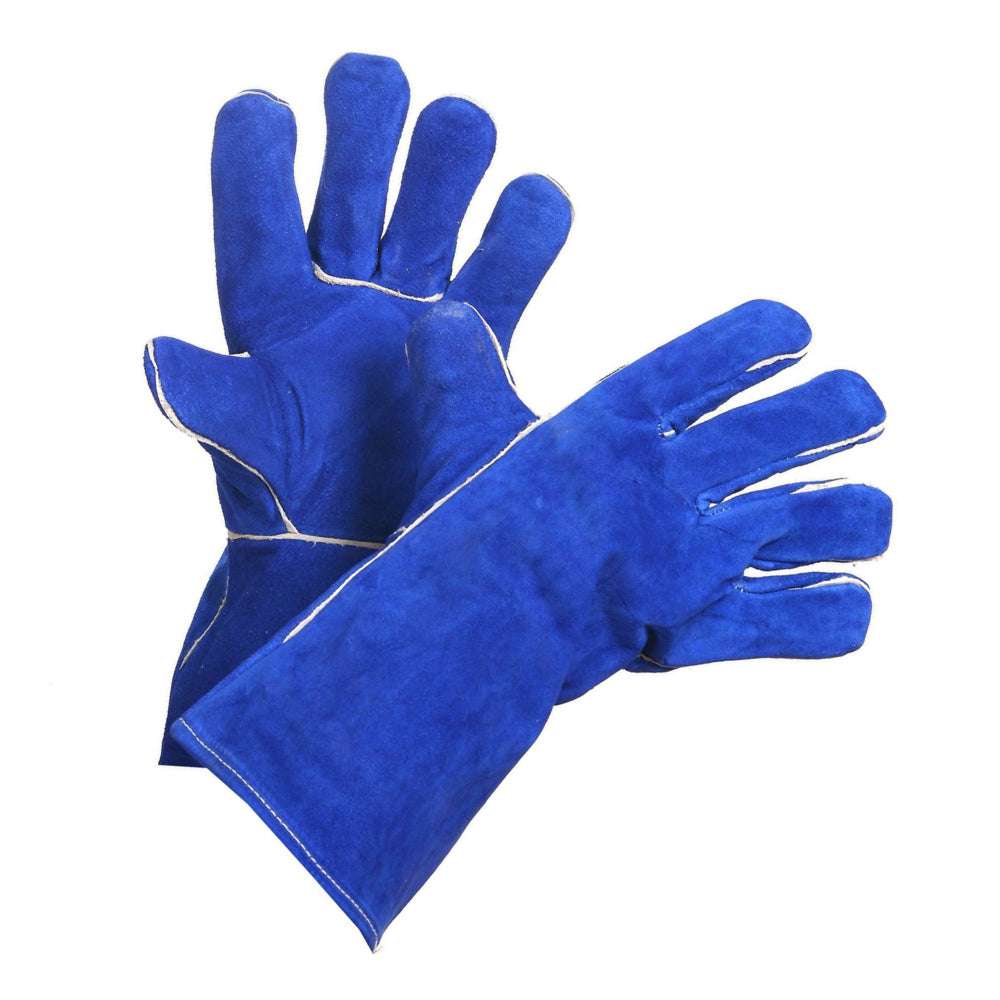 Gants de soudage Forcefield en cuir fendu entièrement doublés - Qualité standard - Taille unique - Bleu - Lot de 2