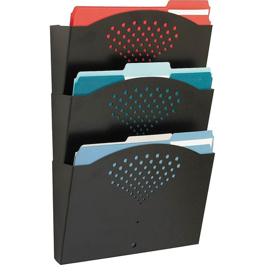 Pochette murale en acier Safco, format lettre triple, noir