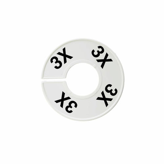 Eddie's Round Size Divider - English 3X - White Sizer with Black Print - 100 Pack