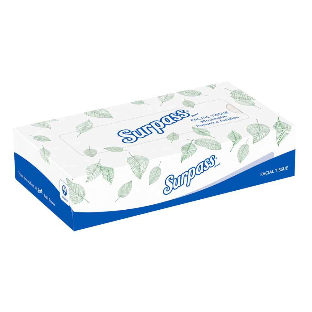Mouchoirs Surpass - 2 plis - Écologo - Boîtes de mouchoirs plates pour entreprises - Blanc