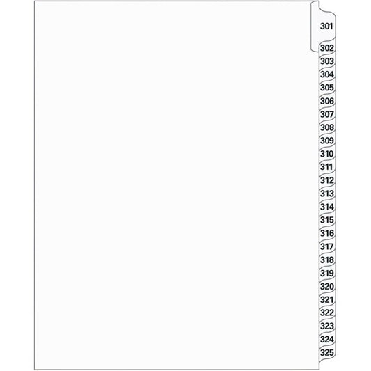 Supreme Litigation Tabs 25th Cut Numeric Set 11" White #301-325