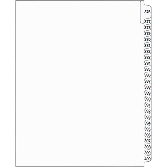 Supreme Litigation Tabs 25th Cut Numeric Set 11" White #376-400