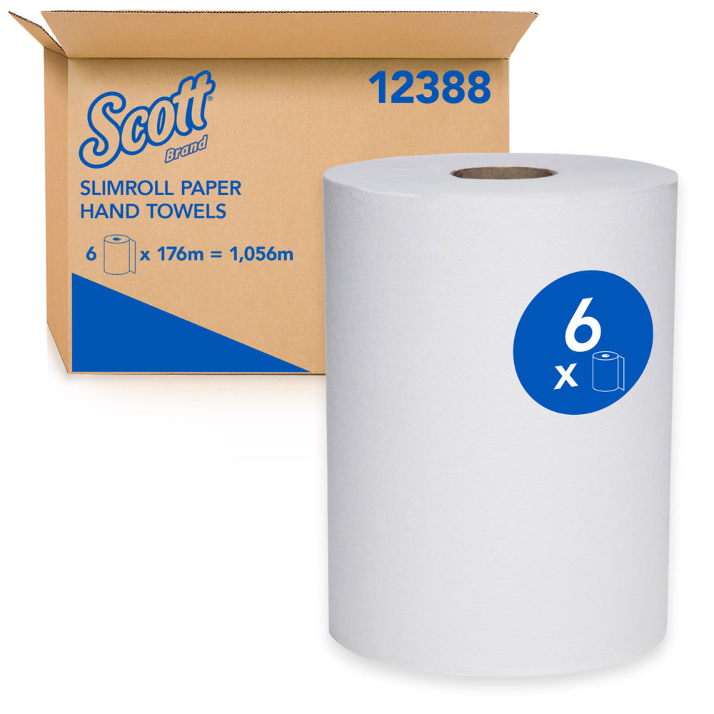Serviette en rouleau Scott Slimroll 8" x 580' - Blanc - Paquet de 6