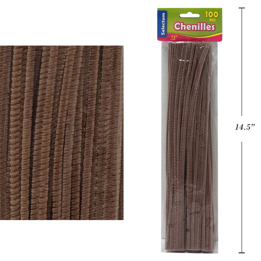 Selectum Pipe Cleaners - 12" - Brown - 100 Pack