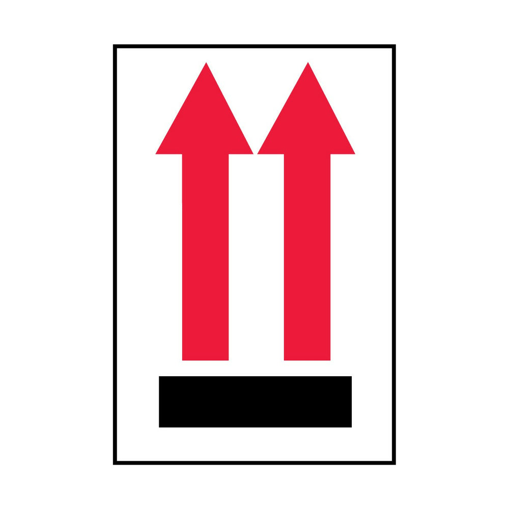SPC Upward Arrow Red w/Black Line Label - 3" W x 4" L - 500 labels