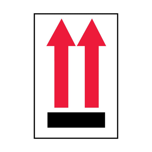 SPC Upward Arrow Red w/Black Line Label - 3" W x 4" L - 500 labels