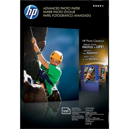 HP Advanced Photo Paper, Glossy, 4" x 6", 100 Pack