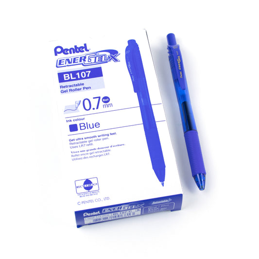 Pentel EnerGel-X Retractable Pen - Medium Point - 0.7mm - Blue - 12 Pack