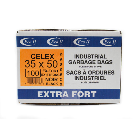Sacs poubelle Eco II – Extra résistants – 89 x 127 cm – Noir – Paquet de 100