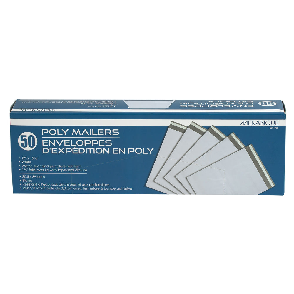 Pochettes d'expédition autocollantes Merangue - 30,5 x 39,4 cm - Paquet de 50 - Blanc