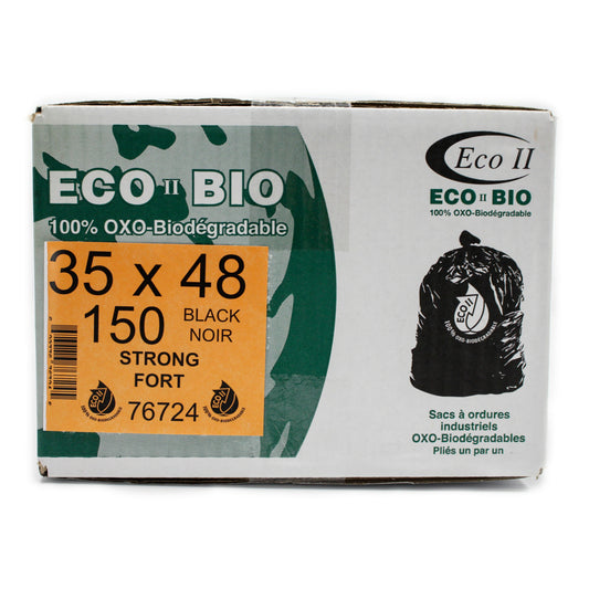 Sacs poubelles oxo-biodégradables Eco II - Résistants - 89 x 122 cm - Noirs - Paquet de 150
