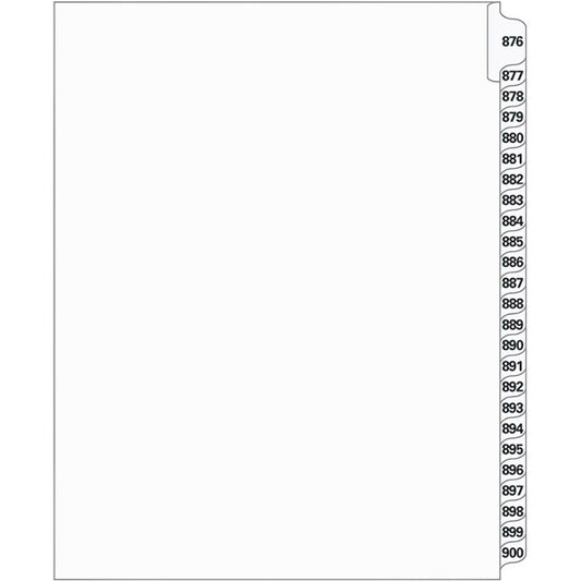 Supreme Litigation Tabs 25th Cut Numeric Set 11" White #876-900